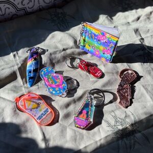 Vintage 90s keychain lot photo album key chain psychedelic trippy purse charms